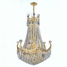 Worldwide Lighting Corp W83026G24 - Empire 18-Light Gold Finish and Clear Crystal Chandelier 24 in. Dia x 32 in. H Round Large