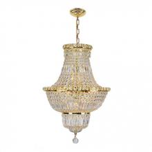 Worldwide Lighting Corp W83032G18 - Empire 12-Light Gold Finish and Clear Crystal Chandelier 18 in. Dia x 27 in. H Round Medium