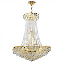 Worldwide Lighting Corp W83034G30 - Empire 18-Light Gold Finish and Clear Crystal Chandelier 30 in. Dia x 38 in. H Round Large