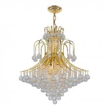 Worldwide Lighting Corp W83040G25 - Empire 15-Light Gold Finish and Clear Crystal Chandelier 25 in. Dia x 31 in. H Round Large