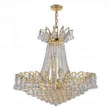 Worldwide Lighting Corp W83053G24 - Empire 11-Light Gold Finish and Clear Crystal Chandelier 24 in. Dia x 24 in. H Round Large