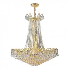 Worldwide Lighting Corp W83053G29 - Empire 16-Light Gold Finish and Clear Crystal Chandelier 29 in. Dia x 32 in. H Round Large