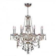 Worldwide Lighting Corp W83097C28-GT - Provence 8-Light Chrome Finish and Golden Teak Crystal Chandelier 28 in. Dia x 30 in. H Large