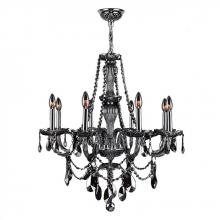 Worldwide Lighting Corp W83097C28-SM - Provence 8-Light Chrome Finish and Smoke Crystal Chandelier 28 in. Dia x 30 in. H Large
