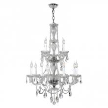 Worldwide Lighting Corp W83098C28-CL - Provence 12-Light Chrome Finish and Clear Crystal Chandelier 28 in. Dia x 41 in. H Two 2 Tier Large