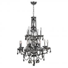 Worldwide Lighting Corp W83098C28-SM - Provence 12-Light Chrome Finish and Smoke Crystal Chandelier 28 in. Dia x 41 in. H Two 2 Tier Large
