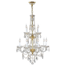 Worldwide Lighting Corp W83098G28 - Provence 12-Light Gold Finish and Clear Crystal Chandelier 28 in. Dia x 41 in. H Two 2 Tier Large