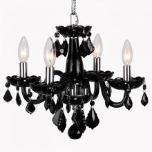 Worldwide Lighting Corp W83100C16-BL - Clarion 4-Light Chrome Finish and Black Crystal Chandelier 16 in. Dia x 12 in. H Mini