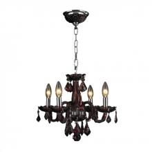 Worldwide Lighting Corp W83100C16-CY - Clarion 4-Light Chrome Finish and Cranberry Red Crystal Chandelier 16 in. Dia x 12 in. H Mini