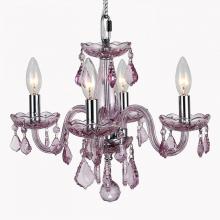 Worldwide Lighting Corp W83100C16-PK - Clarion 4-Light Chrome Finish and Pink Crystal Chandelier 16 in. Dia x 12 in. H Mini