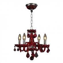 Worldwide Lighting Corp W83100C16-SB - Clarion 4-Light Chrome Finish and Strawberry Red Crystal Chandelier 16 in. Dia x 12 in. H Mini
