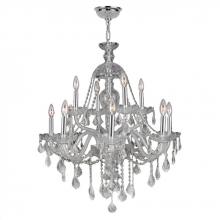 Worldwide Lighting Corp W83101C28-CL - Provence 12-Light Chrome Finish and Clear Crystal Chandelier 28 in. Dia x 31 in. H Two 2 Tier Large