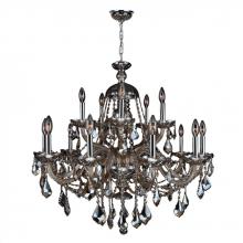 Worldwide Lighting Corp W83101C35-GT - Provence 15-Light Chrome Finish and Golden Teak Crystal Chandelier 35 in. Dia x 31 in. H Two 2 Tier 