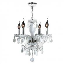 Worldwide Lighting Corp W83103C17-WH - Provence Collection 4 Light Chrome Finish and White Crystal Chandelier 17" D x 18" H Medium