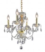 Worldwide Lighting Corp W83103G17-CL - Provence 4-Light Gold Finish and Clear Crystal Chandelier 17 in. Dia x 18 in. H Medium
