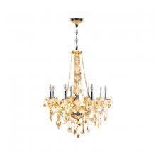 Worldwide Lighting Corp W83106C28-AM - Provence 8-Light Chrome Finish and Amber Crystal Chandelier 28 in. Dia x 34 in. H Large