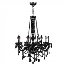 Worldwide Lighting Corp W83106C28-BL - Provence Collection 8 Light Chrome Finish and Black Crystal Chandelier 28" D x 34" H Large