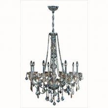 Worldwide Lighting Corp W83106C28-GT - Provence 8-Light Chrome Finish and Golden Teak Crystal Chandelier 28 in. Dia x 34 in. H Large