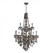 Worldwide Lighting Corp W83107C33-GT - Provence 15-Light Chrome Finish and Golden Teak Crystal Chandelier 33 in. Dia x 52 in. H Two 2 Tier 