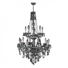 Worldwide Lighting Corp W83107C33-SM - Provence 15-Light Chrome Finish and Smoke Crystal Chandelier 33 in. Dia x 52 in. H Two 2 Tier Large