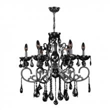 Worldwide Lighting Corp W83109C26-BL - Kronos Collection 6 Light Chrome Finish and Black Crystal Chandelier 26" D x 24" H Large