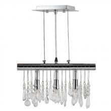 Worldwide Lighting Corp W83110C16 - Nadia 3-Light Chrome Finish Crystal Linear Pendant and Bar Chandelier 16 in. L x 10 in. H Small