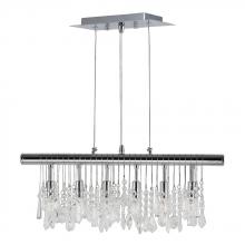 Worldwide Lighting Corp W83110C24 - Nadia 6-Light Chrome Finish and Clear Crystal Linear Pendant and Bar Chandelier 24 in. L x 10 in. H 