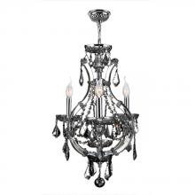 Worldwide Lighting Corp W83114C16-CH - Lyre Collection 4 Light Chrome Finish and Chrome Crystal Chandelier 16" D x 28" H Mini