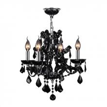 Worldwide Lighting Corp W83115C19-BL - Lyre Collection 4 Light Chrome Finish and Black Crystal Chandelier 19" D x 18" H Medium