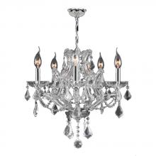 Worldwide Lighting Corp W83116C19-CL - Lyre Collection 5 Light Chrome Finish and Clear Crystal Chandelier 19" D x 18" H Medium