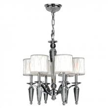 Worldwide Lighting Corp W83132C22 - Gatsby 6-Light Chrome Finish and Clear Crystal Chandelier with White Fabric Shade 22 in. Dia x 23 in