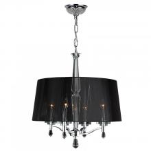 Worldwide Lighting Corp W83135C25 - Gatsby Collection 4 Light Chrome Finish and Clear Crystal Chandelier with Black String Drum Shade 25