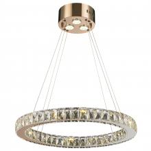 Worldwide Lighting Corp W83146RG24-CL - Galaxy 15 Integrated LEd Light Rose Finish diamond Cut Crystal Circular Ring Chandelier 6000K 24 in.