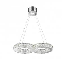 Worldwide Lighting Corp W83148KC22-3500K - Galaxy 14 Integrated LEd Light Chrome Finish diamond Cut Crystal double Ring Chandelier 3500K 22 in.