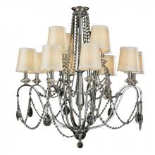 Worldwide Lighting Corp W83156C35 - Innsbruck 12-Light Chrome Finish and Clear Crystal with Ivory Silk Shade Chandelier 35 in. Dia x 35 