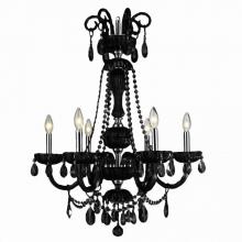 Worldwide Lighting Corp W83177C25-BL - Carnivale Collection 6 Light Chrome Finish and Black Crystal Chandelier 25" D x 34" H Large