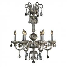 Worldwide Lighting Corp W83178C25-GT - Carnivale 6-Light Chrome Finish and Golden Teak Crystal Chandelier 25 in. Dia x 32 in. H Large