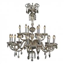 Worldwide Lighting Corp W83178C36-GT - Carnivale 18-Light Chrome Finish and Golden Teak Crystal Chandelier Two 2 Tier 36 in. Dia x 39 in. H