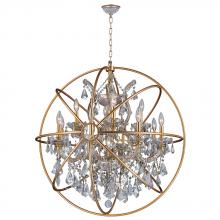 Worldwide Lighting Corp W83191MG33-CL - Armillary 13-Light Matte Gold Finish and Clear Crystal Foucault's Orb Chandelier 33 in. Dia x 35