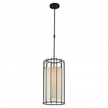 Worldwide Lighting Corp W83290MB10 - Sprocket 1-Light Metal Cage Pendant Light in Matte Black Finish with Ivory Shade 10 in. Dia x 20 in.