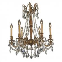 Worldwide Lighting Corp W83305FG23-CL - Windsor 6-Light French Gold Finish and Clear Crystal Chandelier 23 in. Dia x 26 in. H Medium