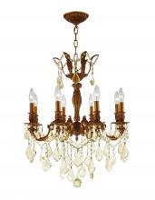 Worldwide Lighting Corp W83337FG22-GT - Versailles Collection 8 Light French Gold Finish and Golden Teak Crystal Chandelier 22" D x 26&#