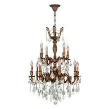 Worldwide Lighting Corp W83346FG24 - Versailles 12-Light French Gold Finish and Clear Crystal Chandelier 24 in. Dia x 34 in. H Two 2 Tier