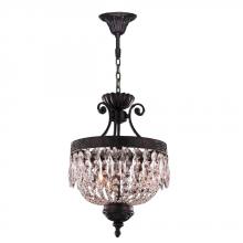 Worldwide Lighting Corp W83357F12 - Enfield 3-Light dark Bronze Finish and Clear Crystal Pendant 12 in. Dia x 18 in. H Small