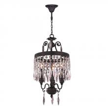 Worldwide Lighting Corp W83358F12 - Enfield 3-Light dark Bronze and Clear Crystal Chandelier 12 in. Dia x 21 in. H Mini