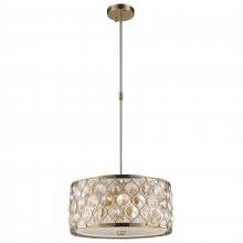 Worldwide Lighting Corp W83413CG16-CM - Paris 4-Light Champagne Gold Finish with Clear and Golden Teak Crystal Pendant Light 16 in. Dia x 8 