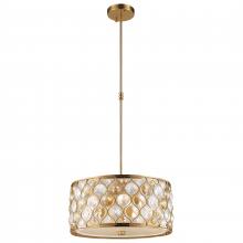 Worldwide Lighting Corp W83413MG16-CM - Paris 4-Light Matte Gold Finish with Clear and Golden Teak Crystal Pendant Light 16 in. Dia x 8 in. 