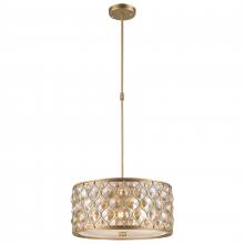 Worldwide Lighting Corp W83413MG16-GT - Paris 4-Light Matte Gold Finish with Golden Teak Crystal Pendant Light 16 in. Dia x 8 in. H Small