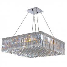 Worldwide Lighting Corp W83513C24 - Cascade 12-Light Chrome Finish and Clear Crystal Square Chandelier 24 in. L x 24 in. W x 7.5 in. H L