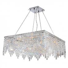 Worldwide Lighting Corp W83613C24 - Cascade 12-Light Chrome Finish and Clear Crystal Square Chandelier 24 in. L x 24 in. W x 10.5 in. H